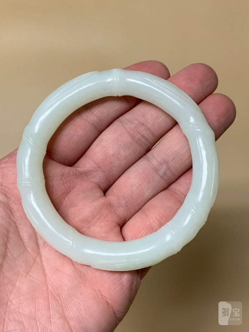 清 白玉竹节纹手镯 - 图3